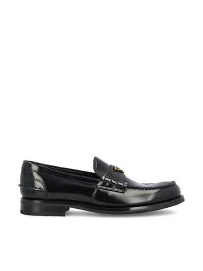 Prada Triangular Plaque Loafers