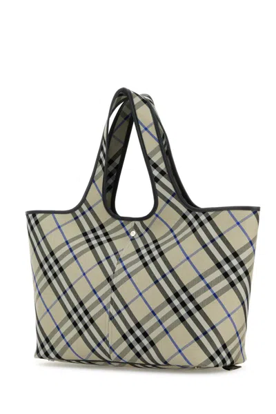 Burberry Embroidered Canvas Shopping Bag
