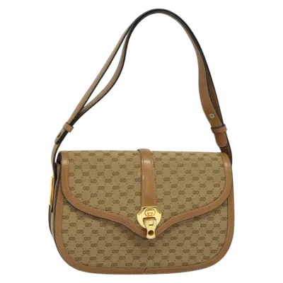 Pre-owned Gucci Micro Small Gg Canvas Beige Canvas Shoulder Bag ()