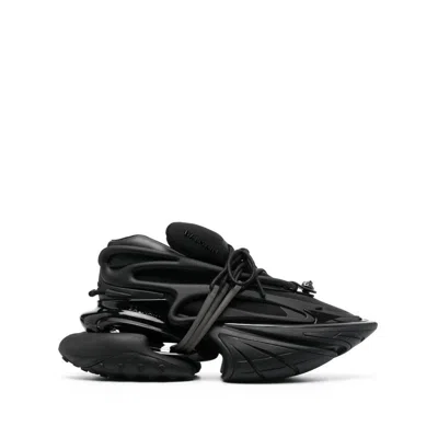 Balmain Neoprene And Leather Low-top Unicorn Sneakers In Black