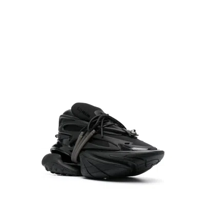 Balmain Neoprene And Leather Low-top Unicorn Sneakers In Black