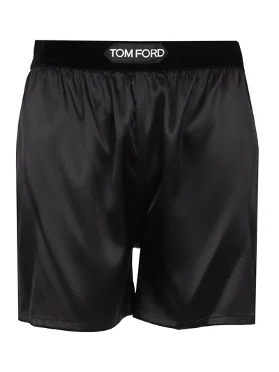 Tom Ford Velvet-trimmed Silk-blend Satin Shorts