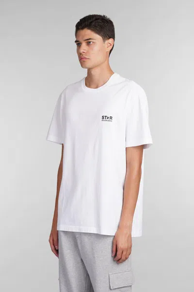 Golden Goose White Cotton T-shirt With Logo In Neutral