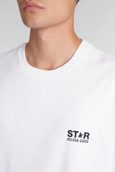Golden Goose White Cotton T-shirt With Logo In Neutral