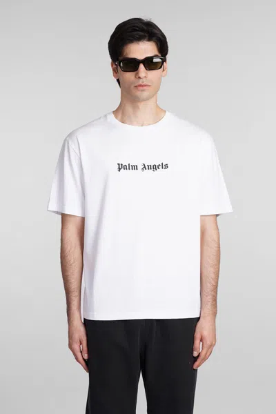 Palm Angels White Short-sleeved T-shirt With Monogram Pa Embroidery