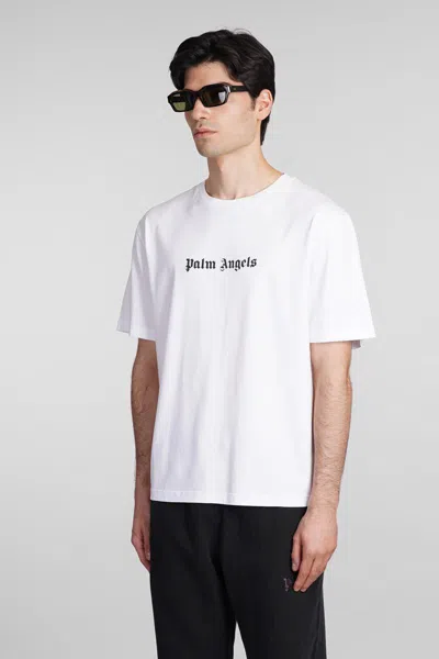 Palm Angels White Short-sleeved T-shirt With Monogram Pa Embroidery
