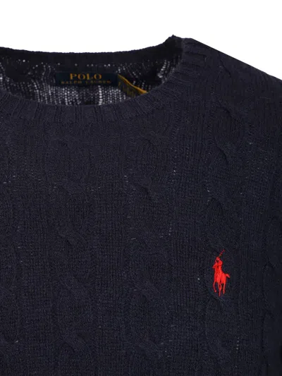 Polo Ralph Lauren Logo-embroidered Cable-knit Cashmere Jumper In Blue