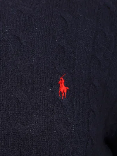 Polo Ralph Lauren Logo-embroidered Cable-knit Cashmere Jumper In Blue