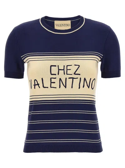 Valentino Cotton T-shirt In Blue