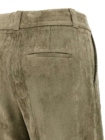 Peserico Wide Leg Corduroy Trousers With Belt Loops In Green