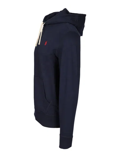 Polo Ralph Lauren Zip-up Hooded Sweatshirt In Cotton-polyester Blend In Blue