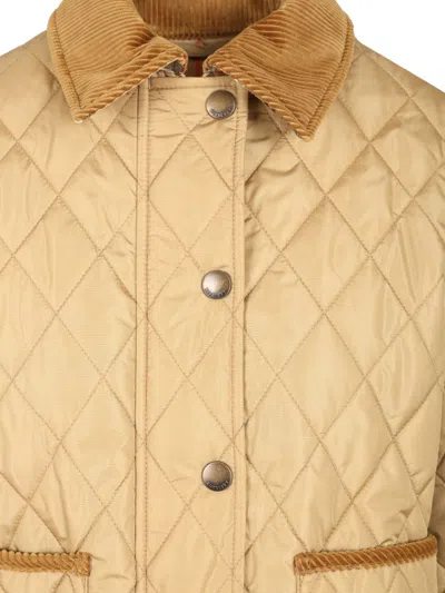 Burberry Padded Jackets With Corduroy Collar In Neutral