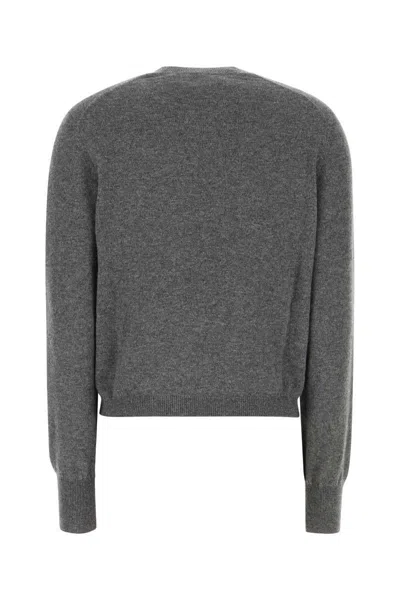 Ferragamo Dark Grey Stretch Cashmere Blend Cardigan In Gray