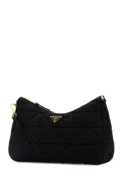 Prada Large Quilted Fabric Shoulder Bag With Adjustable Strap