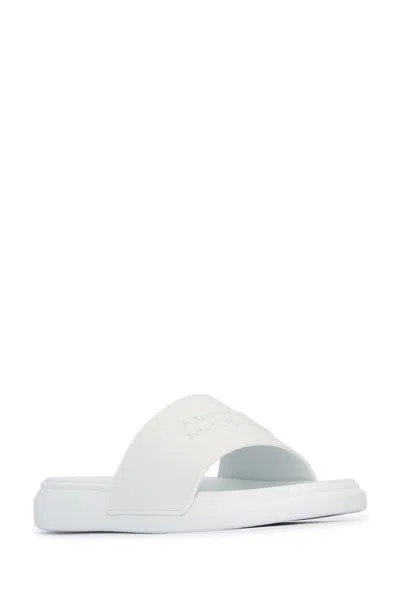 Alexander Mcqueen Logo Patch Pool Slides In White