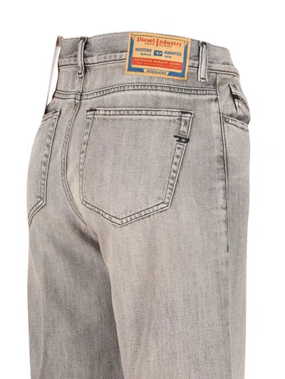 Diesel Wide-leg High-waist Denim Jeans With Five Pockets In Gray