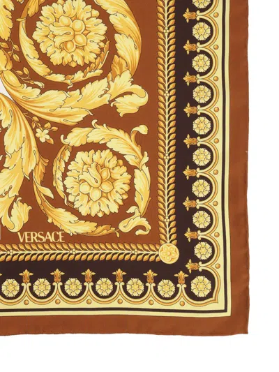Versace Large Scarf With Baroque Print Scarves And Foulards Multicolor
