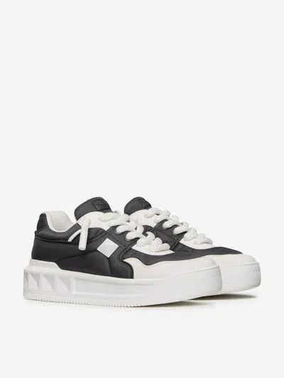 Valentino One Stud Xl Low-top Sneaker In Nappa Leather And Jacquard Toile Iconographe Technical Fabric