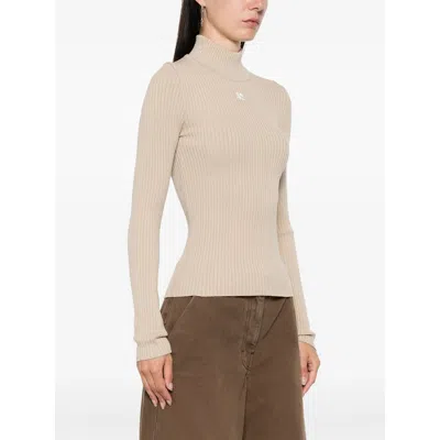 Courrèges Reedition Ribbed-knit Mockneck Sweater