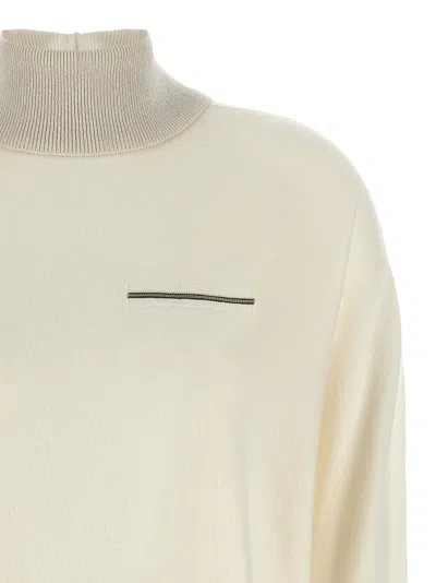 Peserico Lurex Details Turtleneck Sweater Sweaters And Cardigans White In Neutral