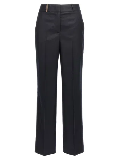 Peserico Flannel Lurex Trousers Back Pockets In Black