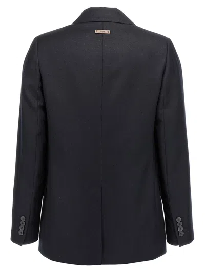 Peserico Lurex Single-breasted Blazer Blazer And Suits Blue In Black
