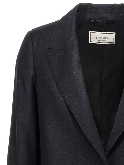 Peserico Lurex Single-breasted Blazer Blazer And Suits Blue In Black