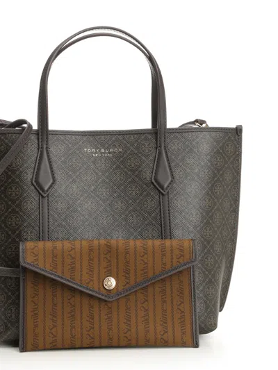Shop Tory Burch Perry Coated Canvas Tote Shoulder Bags Beige