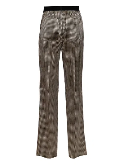 Tom Ford Printed Polka Dot Stretch Satin Pj Pants Trousers Multicolor In Gray
