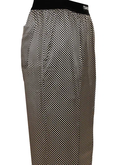 Tom Ford Printed Polka Dot Stretch Satin Pj Pants Trousers Multicolor In Gray