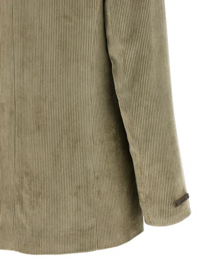 Shop Peserico Ribbed Velvet Blazer Blazer And Suits Green