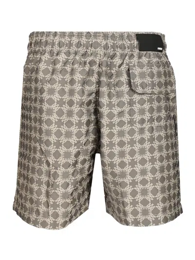 Amiri Mens Black Ma Quad Logo-embroidered Swimming Trunks In Gray