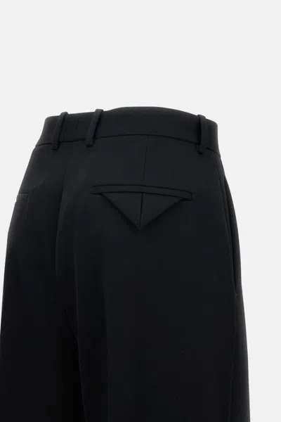 Bottega Veneta High-waisted Trousers With Wide Leg And Sharp Creases In Black