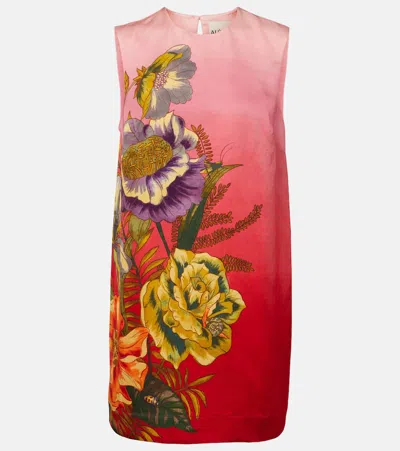 Alemais Inez Printed Linen-blend Mini Shift Dress In Pink