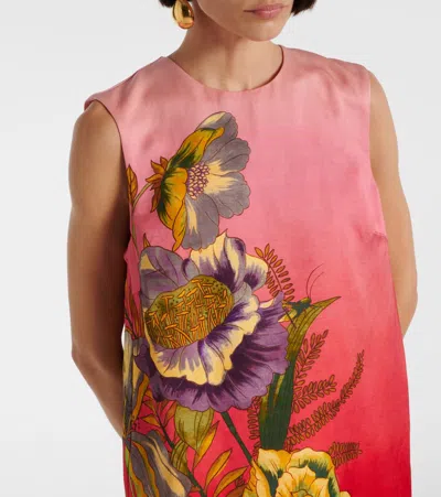 Alemais Inez Printed Linen-blend Mini Shift Dress In Pink