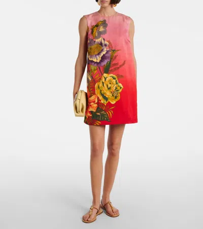 Alemais Inez Printed Linen-blend Mini Shift Dress In Pink