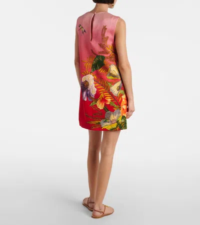 Alemais Inez Printed Linen-blend Mini Shift Dress In Pink