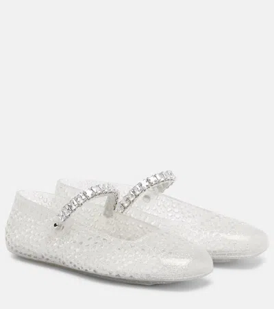 Jimmy Choo The Jelly Transparent Ballet Flats With Crystals In Transparent
