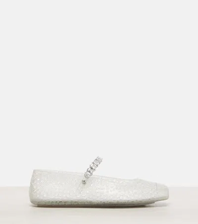 Jimmy Choo The Jelly Transparent Ballet Flats With Crystals In Transparent