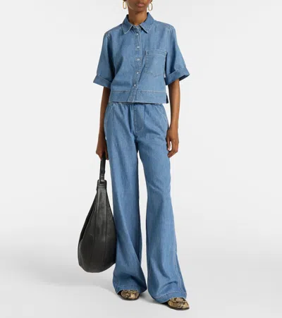 Veronica Beard Dunford High Rise Wide Leg Jeans In Amethyst Forest In Blue