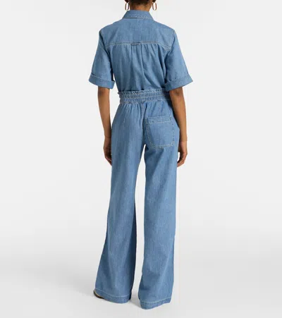 Veronica Beard Dunford High Rise Wide Leg Jeans In Amethyst Forest In Blue