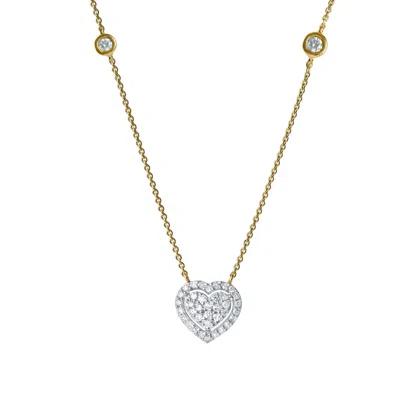 Luvmyjewelry Mira Heart Diamond Necklace In 14k Gold