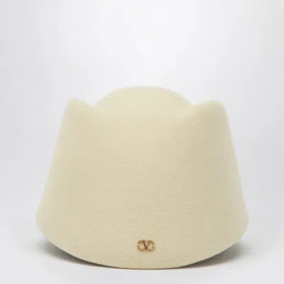 Valentino Garavani Vlogo Signature Hat In Cream Colour In White