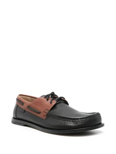 Loewe Sculpted Black Leather Shoes With Brown Accents