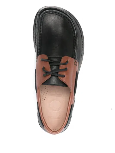 Loewe Sculpted Black Leather Shoes With Brown Accents