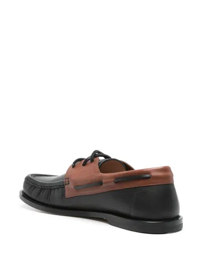 Loewe Sculpted Black Leather Shoes With Brown Accents