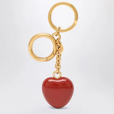 Valentino Garavani Bag Charm Keyring Coeur Royal In Red In Gold