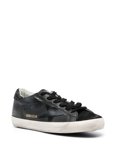 Golden Goose Textured Star Design Sneakers With Sparkling Accents