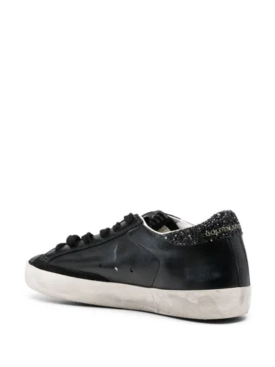 Golden Goose Textured Star Design Sneakers With Sparkling Accents