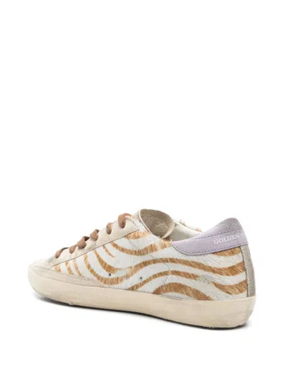 Golden Goose Super-star Zebra Horsy Upper Suede Toe And Heel Laminated Star Sneakers Multicolor In Neutral